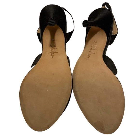 Cole Haan Black satin sling back peep-toe heels 9B - Picture 3 of 13